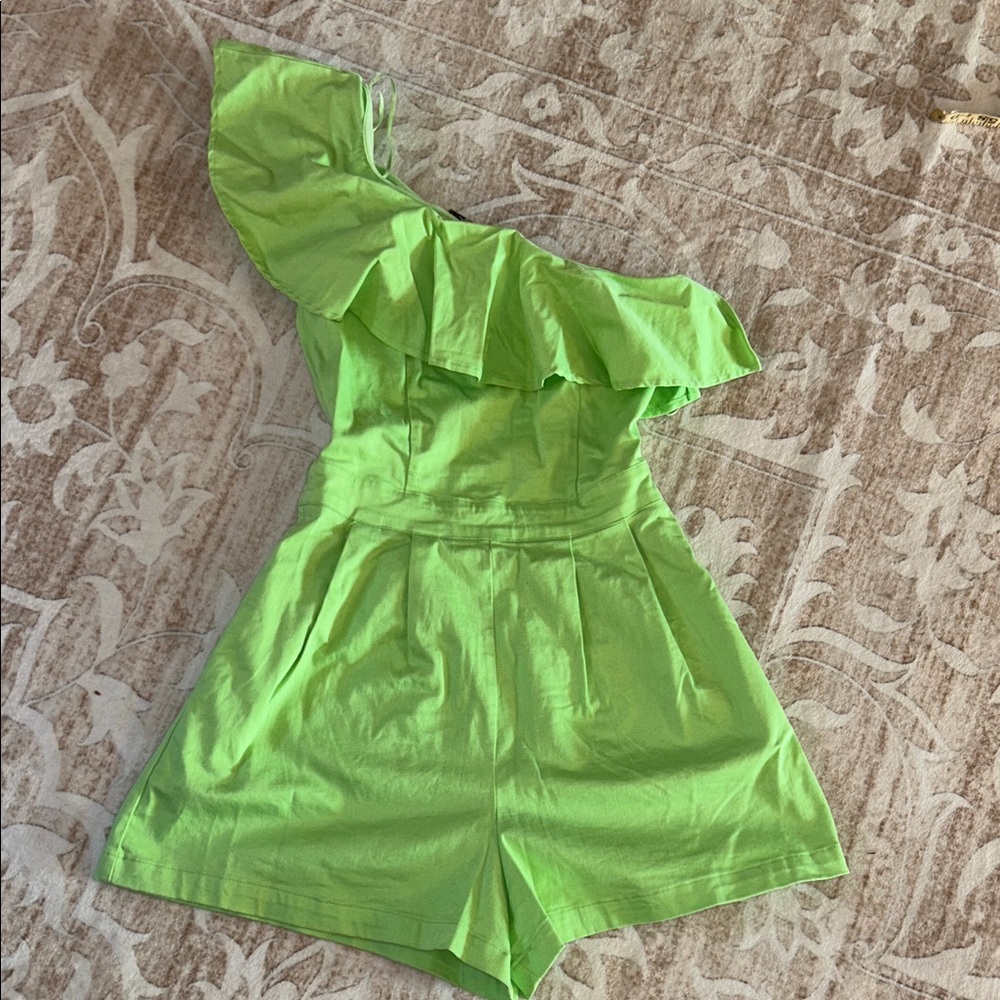 Lime Green Ruffled Romper